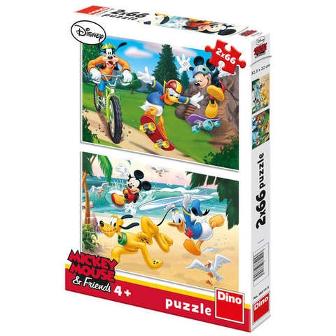 Dino Puzzle 2 in 1  Mickey si prietenii - Ora de sport (66 piese)