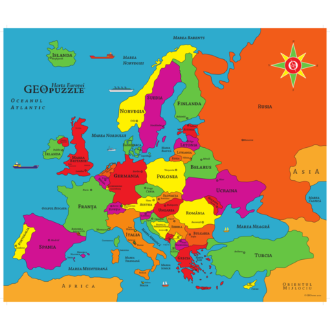 Dino Puzzle geografic - Harta Europei (58 piese)