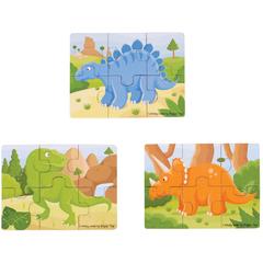 Set 3 puzzle din lemn - Dinozauri