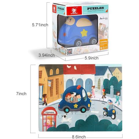 Topbright Puzzle din lemn - Masinuta de politie