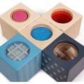 BIGJIGS Toys Set 8 cuburi senzoriale din lemn