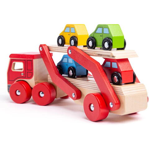 BIGJIGS Toys Camion cu platforma pentru masinute