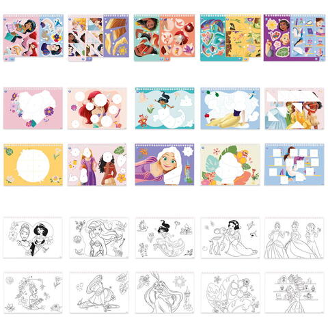 Totum Carte de colorat & abtibilduri cu numere - Disney Princess