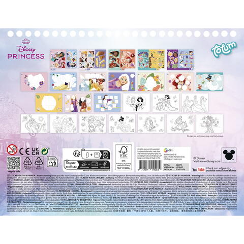 Totum Carte de colorat & abtibilduri cu numere - Disney Princess