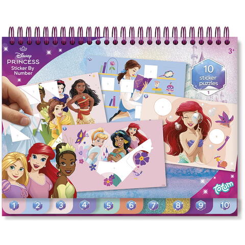 Totum Carte de colorat & abtibilduri cu numere - Disney Princess