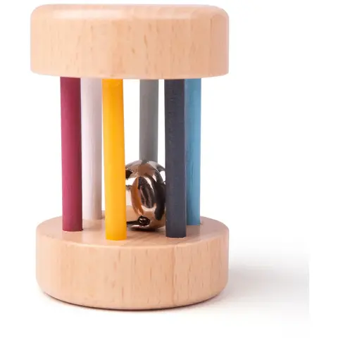BIGJIGS Toys Cilindru din lemn cu zornaitoare