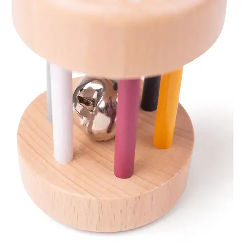 BIGJIGS Toys Cilindru din lemn cu zornaitoare