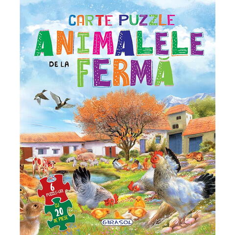 GIRASOL Carte cu 6 puzzle-uri - Animalele de la ferma