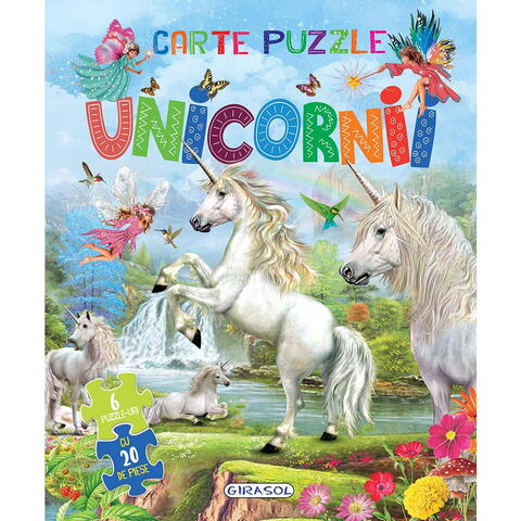 GIRASOL Carte cu 6 puzzle-uri - Unicornii