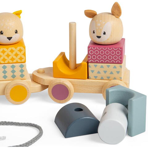BIGJIGS Toys Trenulet cu forme - Animalute vesele