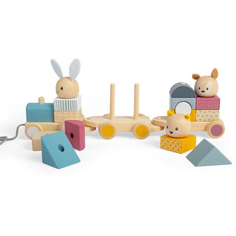 BIGJIGS Toys Trenulet cu forme - Animalute vesele