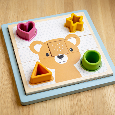 BIGJIGS Toys Puzzle cu sortator forme - Animalute