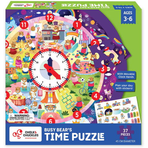 Chalk and Chuckles Puzzle - Ursuletul invata ceasul