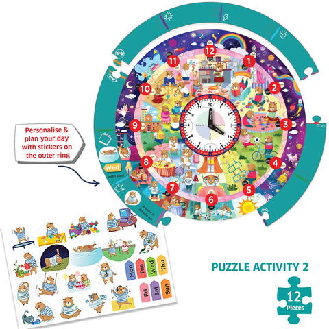 Chalk and Chuckles Puzzle - Ursuletul invata ceasul