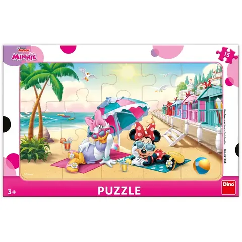 Dino Puzzle cu rama - Minnie si Daisy la plaja (15 piese)