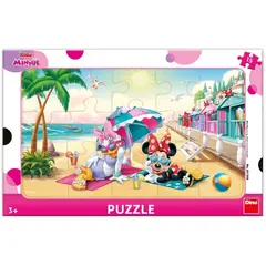 Puzzle cu rama - Minnie si Daisy la plaja (15 piese)