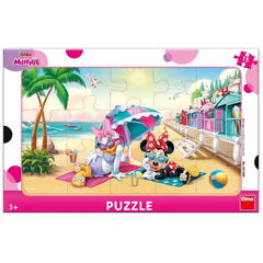 Dino Puzzle cu rama - Minnie si Daisy la plaja (15 piese)