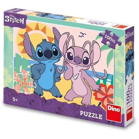 Dino Puzzle XL - Stitch si Angel la plaja (100 piese)