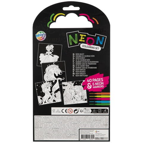 Moxy Carte de colorat cu carioci neon - Peripetiile unicornului
