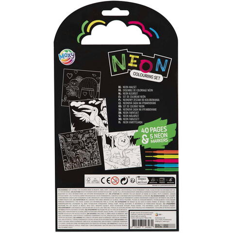 Moxy Carte de colorat cu carioci neon - Animalute
