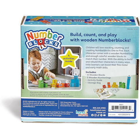 Hand2Mind Cuburi din lemn Numberblocks  - De la 1 la 5