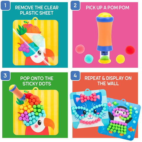 Educational Insights Set creativ cu pompoane - Imbraca animalutele
