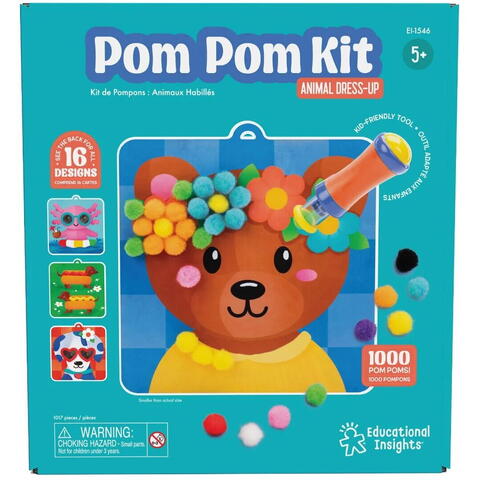 Educational Insights Set creativ cu pompoane - Imbraca animalutele