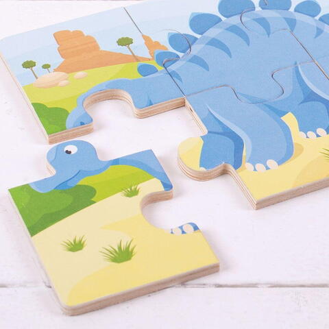 BIGJIGS Toys Set 3 puzzle din lemn - Dinozauri - RESIGILAT