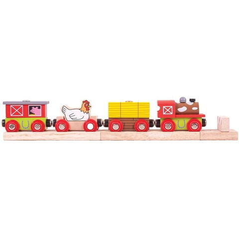 BIGJIGS Toys Trenuletul fermei vesele - RESIGILAT