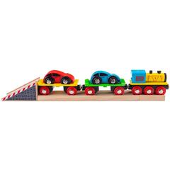 BIGJIGS Toys Trenulet cu platforma auto