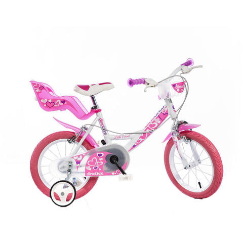 DINO BIKES Bicicleta roz cu inimioare 16"